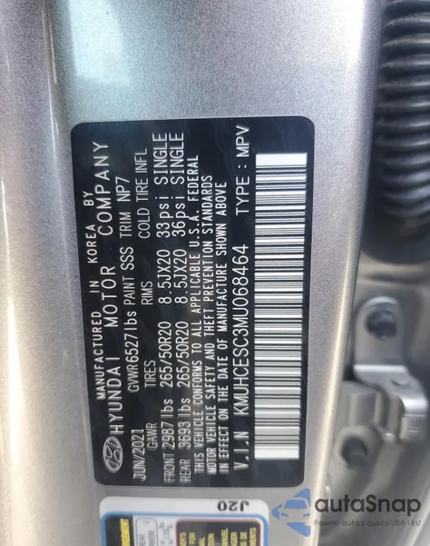 2021 Genesis Gv80 Base from USA, damaged, VIN KMUHCESC3MU068464